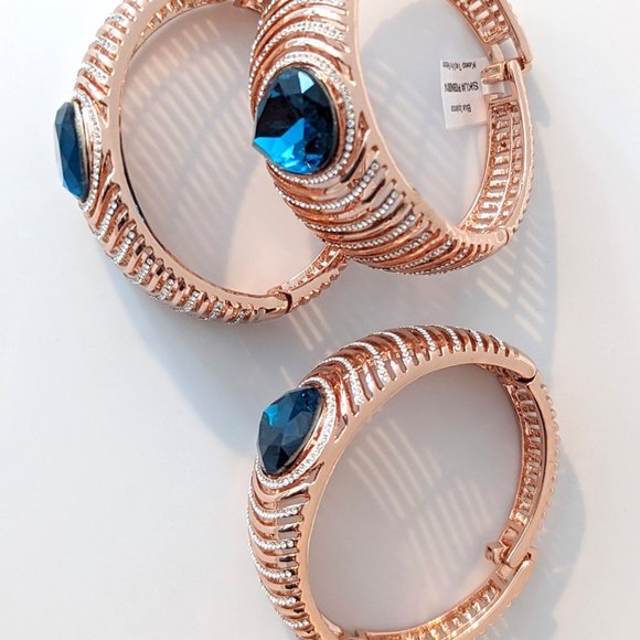 Rose Gold Plated Blue Crystal Opulence Bracelet - Picture 6 of 10